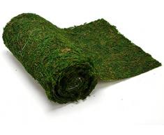 Rotolo di Muschio Band con Adesivo Nastro Runner da tavola per Presepe, Verde Sintetico Effetto Naturale Tappeto per Decorazioni Matrimonio, Eventi, presepio Natale Varie Dimensioni (12x120 cm)