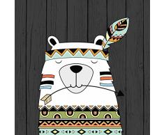 Immagine su tela arrotolata orso tribale Robinson Tamara - Animali quadrati Stampa artistica Baby Nursery Tribal Aztec Animals Bear Canvas fine art 20_X_20_in