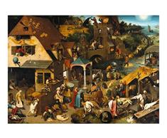 Quadri su Tela Poster Arte Proverbi Olandesi di Pieter Bruegel il Vecchio Painting Quadro su Tela Stampa Rinascimento settentrionale Decorazione Decorazioni da Muro60x84cm 24x33Senza cornice