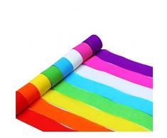Rotoli di Carta Crespa 4,5cm x 25m Stelle Filanti in Carta Crespa per Feste Pendenti a Spirale 8colori Decorazioni per Appendere Sullo Sfondo per Decorazioni Cerimonie di Nozze Fatte a Mano (8 Rotoli)