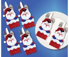 Design Works - Segnaposto con tasca porta-posate, faccia di Babbo natale, multicolore