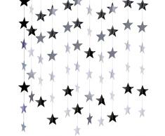 NITAIUN 65 Piedi Glitter Stelle Ghirlanda, Ghirlande di carta con stelle scintillanti, Ghirlanda Carta Decorative Luccichio Stella Carta Decor per Matrimoni, Compleanni, Feste di Natale (Argento)