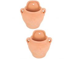 Yardwe 2 Pezzi Fioriera Appeso Ringhiera Fioriera Appeso Muro Vaso Di Fiori Vaso Di Chlorophytum Cestino Appeso Vaso di Terracotta Supporto Pianta in Terracotta Marrone Chiaro
