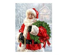 Kit Fai Da Te Pittura a Mosaico Diamante Quadrato 5D con Numero di Diamanti Quadrati Arte Babbo Natale Cristallo Strass Ricamo Punto Croce Ornamenti Arte Artigianato Tela Decorazioni Casa 30 x 40 cm