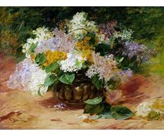 STAMPA-SU-TELA-INCORNICIATA-Jeannin-Georges-Cm_81_X_108-Una-natura-morta-di-lillà-Una-natura-morta-di-lillà-Quadro-su-tela-con-cornice-a-cassetta-americana-Canvas-incorniciato-allamericana