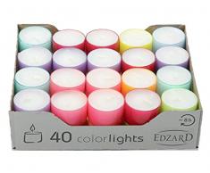EDZARD - 40 lumini Colorlights Summer (4 ore), colore: bianco, di paraffina, lumini per portacandele in vetro, candele e lumini per compleanni, festività e notti estive