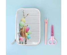 Grande astuccio in pelle PU per matite e penne, uova colorate in cestino, borsa multifunzione con cerniera per cancelleria da ufficio per bambini, adolescenti, ragazze, donne