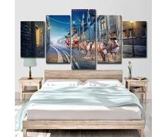 upnanren Creativo HD Tela Pittura 5a tavola Natale, Strada, Babbo Natale, Cervo casa Soggiorno murale Decorativo