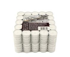 Hofer Tealight Candele Bianche Non profumate - 200 Pezzi - Tea Light Candeline Cera Antigoccia - Durata di combustione 4 Ore - 2 x Set di 100 Lumini