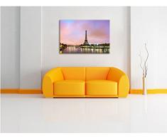 Torre Eiffel di Parigi di notte su tela, Immagini XXL completamente incorniciata con grandi cornici di cuneo, foto muro Stampa artistica con cornice, più economico di pittura o foto, senza manifesti o poster, Leinwand Format:120x80 cm