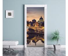 Roma sul Tevere in direzione di Saint-Pierre Cattedrale come Murale, Formato: 200x90cm, telaio della porta, adesivi porta, porta decorazione, autoadesivi del portello