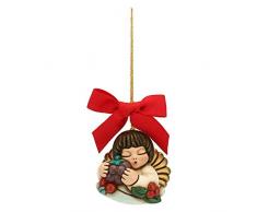 THUN - Addobbo Angelo per Albero di Natale - Formato Piccolo - Ceramica - Linea Preludio dinverno - 5x5x3,5 cm