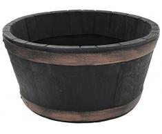 Rammento Grande vaso rotondo da 49 cm, effetto legno, stile rustico, vaso in plastica con dettagli in bronzo, adatto per interni ed esterni, ideale per una varietà di piante