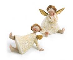 Logbuch-Verlag 2 Decorazioni Natalizie Angelo Custode Natale Oro Bianco Scintillanti Statue Regalo addobbi Feste Glitter Famiglia