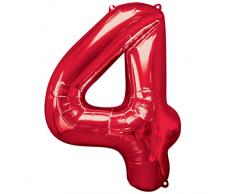 AMSCAN Nuovo palloncino grande numero 4Â rosso, 66Â x 86Â cm