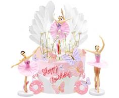 ZIOYA 5 Pezzi Decorazione Torta Ballerina Decorazione Torte Compleanno Principessa del Ghiaccio Corona con Ali dAngelo Festa Natale Corona Ali dAngelo Porta 20 Farfalle
