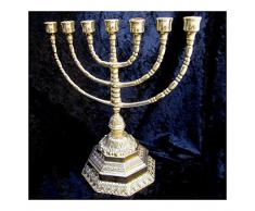Ebraico - Candelabro ebraico a 7 bracci, 100% ottone, menora ebraica, 34 cm, Chanukkia Menora