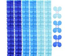 Decorazioni a ghirlanda di carta,Decorazioni per feste pastello, Ghirlanda di stelle filanti riutilizzabili Decorazione a quattro foglie in carta velina da appendere per matrimonio compleanno Blue