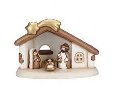 THUNÂ® - Presepe Completo Set Capanna: Sacra Famiglia, Bue e Asinello - Versione Bianca - Statuine Presepe Classico - Ceramica - I Classici