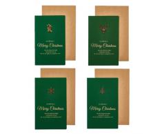 Biglietto di Natale Confezione da 4 Biglietti di Auguri di Natale con Buste Biglietti di Auguri Natalizi per Natale e Capodanno