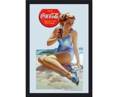 Empire 537331 - Quadro Coca Cola Pin Up, su Vetro Stampato con Cornice in plastica Effetto Legno, 20 x 30 cm