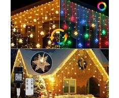 Tenda Luminosa Esterno, 9M 360LEDs Luci di Natale Esterno, 8 Modalità illuminazione Catena Luminosa Esterna con Telecomando Wireless, Per Feste, Decorazioni Natalizie, Bianco caldo/Colorato