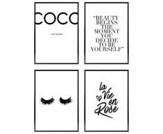 Heimlich Set di Stampe da Parete - Senza Cornici - Decorazioni da Muro per Soggiorno, Camera da Letto e Cucina - Poster Abbinati - | 4 Pezzi in DIN A4 (21x30cm) |» Coco «