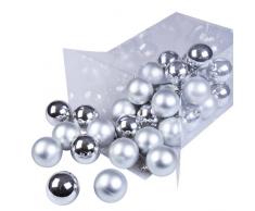 Jago Palle palline per albero di natale 36 pezzi diametro 5 cm colore argento
