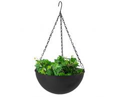 Set di 2 vasi da fiori da appendere in metallo nero con base in