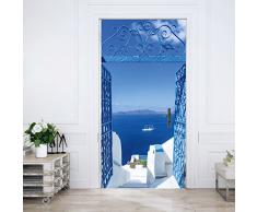 murimage Carta Parati Porta Santorini 86 x 200 cm Include Colla Mare Mediterraneo Cancello Grecia 3D Bagno Cucina Soggiorno Camera fotomurali Poster Gigante Wallpaper