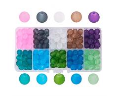 PandaHall 1 Scatola 200PCS 8mm Perline di Vetro Perla Rotonde Perline Colorate per Bigiotteria, Colore Misto, Foro: 1.3-1.6mm, Circa 200-205pcs / Scatola