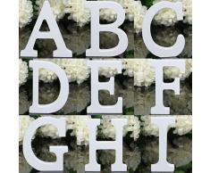 Lettere dell’alfabeto in legno Bodhi2000, colore bianco, decorazione per matrimonio, compleanno e arredo casa, Legno, A, taglia unica