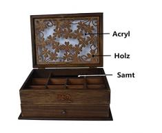 J-Roland due strati sculture insulsa duro legno portagioie gioielli Beauty Case portagioie portagioielli cofanetto portagioie valigetta gioielli legno Beauty Case Organizer vetrina con valigetta per riporre in velluto per collane