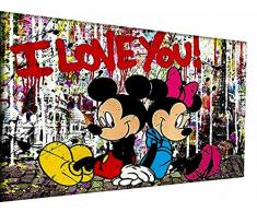 Magic Canvas Art - Immagini Topolino Pop Art su tela, 1 pezzo, stampa artistica di alta qualità, moderna, decorazione da parete, design da parete – B8307, dimensioni: 80 x 40 cm