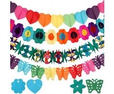 EKKONG Ghirlande di Carta Multicolore, Ghirlanda di Carta Colorato, 4 Pezzi, 3 Metri, Ghirlande di Carta, per Festa di Compleanno, Carnevale, Matrimonio, Laurea, Battesimo (A)