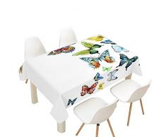 Hearda Tovaglia Antimacchia Rettangolare, Tovaglia da Tavolo Stampata Farfalla 3D Moderna Impermeabile per Decorazione Tavola da Pranzo Cucina Giardino Bar (Specie di Farfalle,100x140cm)