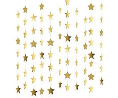 MIVAIUN 65 Piedi Glitter Dorato Stelle Ghirlanda, Ghirlanda di Carta Decorazione da Appendere, Ghirlanda Carta Decorative Stella Carta Decor, Stelle di Carta per Compleanni, Feste di Natale,20m (Oro)