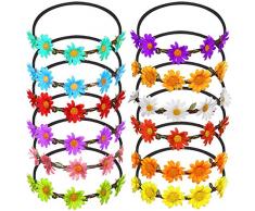 FEPITO 12Pcs Corona di Fiori Flower Headband Garland Multicolor Floral Wreath Bohemia Floral Crown per accessori per capelli da donna