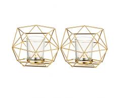 Romadedi Portacandele Oro Geometrico Decor – Set di 2 Portalumini per Lumini Decorativo per la Moderni Decorazione Casa, Soggiorno Natale Nozze