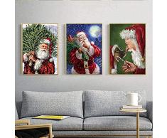 WTCYZYQ Natale Decorazioni 3 Pezzo Quadro Tela Quadri Moderni Parete Arte Stampa E Poster Babbo Natale Per Soggiorno Camera Casa Decorazioni Senza Cornice