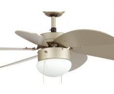 Faro Barcelona Palao 33186 ventilatore con luce, 40 W, in acciaio, pale in MDF e diffusore in vetro opalino, colore: grigio