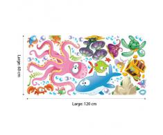 R00195 Adesivo murale per bambini Wall Art "Gli abissi multicolore 02" - Misure 30x120 cm - Decorazione parete, adesivi per muro, carta da parati