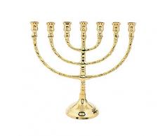 NKlaus Menorah candeliere a 7 bracci in ottone dorato candele fino a Ø 1,5cm altezza portacandele: 22cm larghezza menorah :25cm uso chiesa decorazione 4031