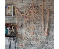 Bodhi2000, rete da pesca con conchiglie, decorazione da parete o per soffitto, per feste in spiaggia, decorazione per case o bar