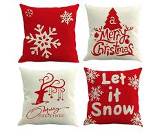 Gspirit Buon Natale 4 Pack Cuscini per divani Decorativo Cotone Biancheria Cuscino copricuscini Divano Caso Federa per Cuscino 45x45 cm