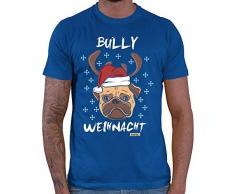 HARIZ - Maglietta da uomo a forma di cane, sciarpa natalizia, con albero di Natale e cartoline blu royal XXXXXL