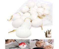 Gxhong Uova di Pasqua, 25 pezzi Uova di Pasqua Decorative Uova Artificiali Decorative Pasqua Decorazioni Casa Falso Uovo Decorazione da Appendere, per Decorazione del Partito di Pasqua, Bianco