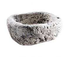 Fioriera in pietra antica rifinita a mano. Vaso da giardino per piante e fiori in pietra naturale ed ecologica