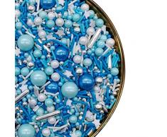 Spruzzi Blu Argento Bianco Perle commestibili 120 g/ 4.2 oz, mix torta spruzza per la decorazione di torte Jimmies Cupcake Manvscakes Tradizionale Natale Metallico