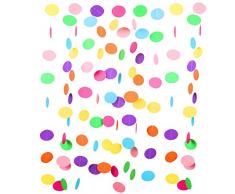 Ghirlanda di Carta Puntini Multicolore 9 Metri, Festoni Arcobaleno per Carnevale. Decorazione Festa di Compleanno per Bambini